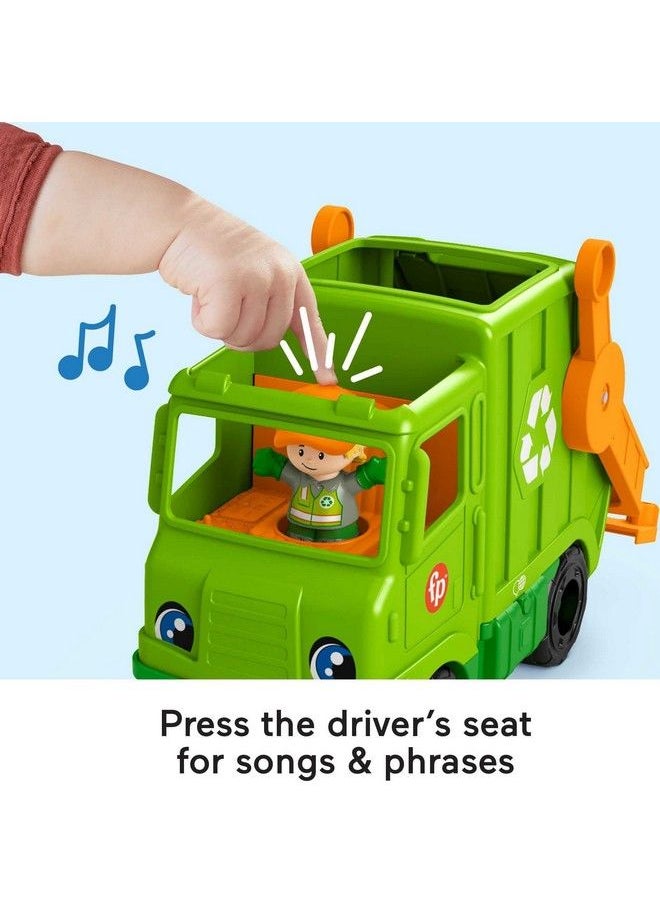 Fisher-Price Little People Musical Toddler Toy Recycling Truck Garbage Vehicle With Figure For Pretend Play Ages 1+ Years  - Image 5