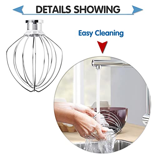 Moloudan K45WW 6-Wire Whip Attachment for KitchenAid 4.5 and 5 Quart Tilt-Head Stand Mixer, Egg Cream Stirrer, Cake Mayonnaise Whisk, Whisk Attachment for KitchenAid Mixer Accessories - Image 5