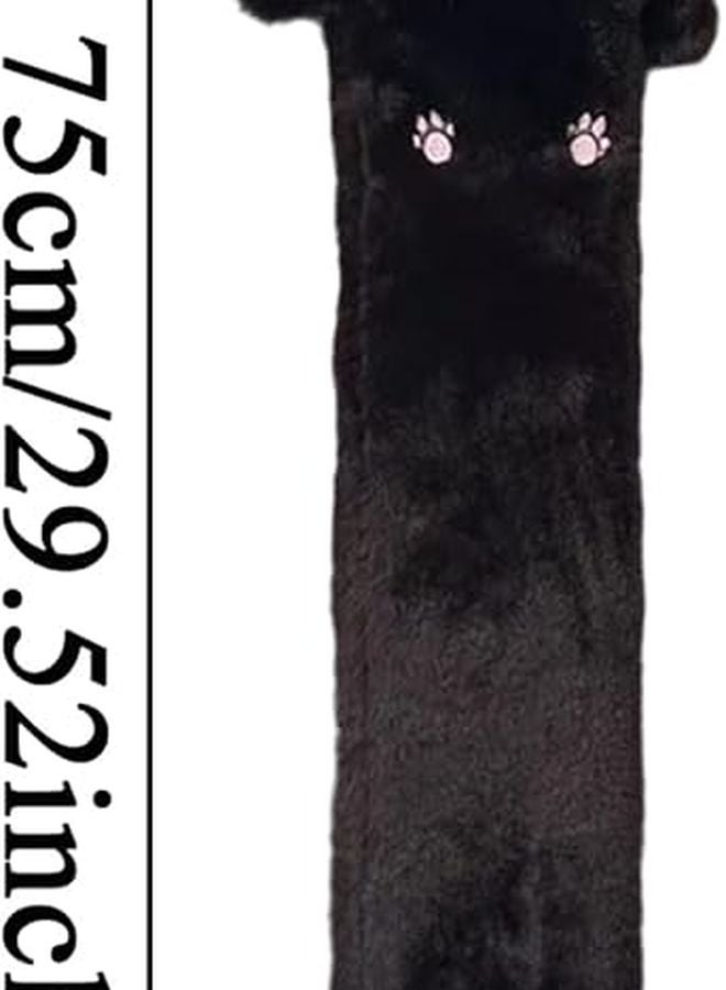 قربة ماء ساخن على شكل قطة سوداء بسعة 1 لتر بغطاء مخملي مقاوم للتسرب وسادة حرارية علاجية للسفر - Image 3