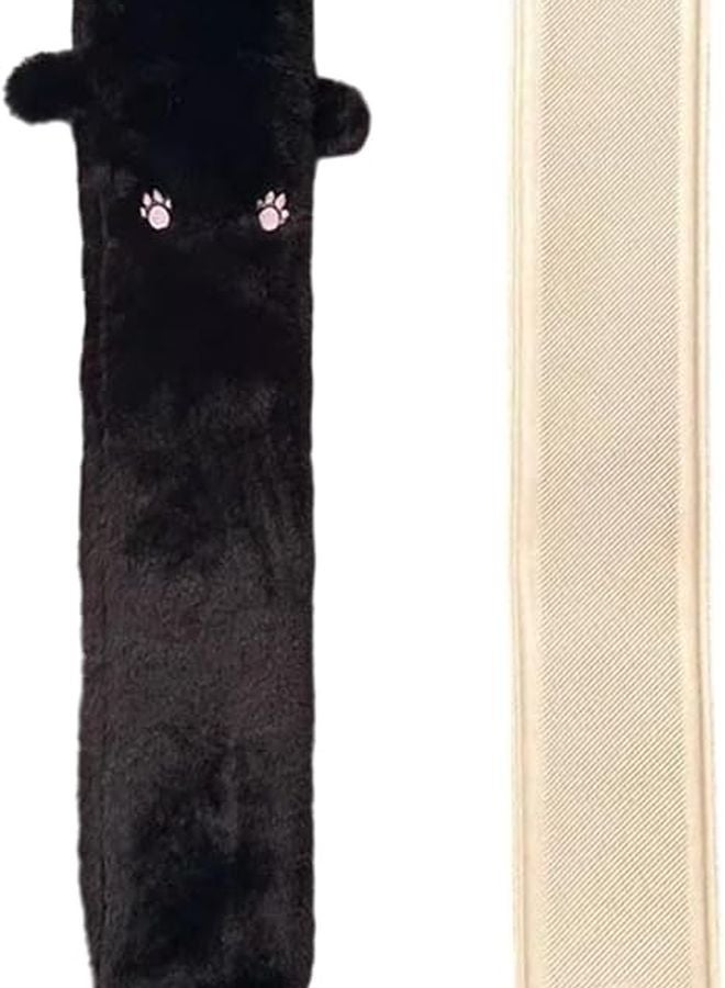 قربة ماء ساخن على شكل قطة سوداء بسعة 1 لتر بغطاء مخملي مقاوم للتسرب وسادة حرارية علاجية للسفر - Image 2