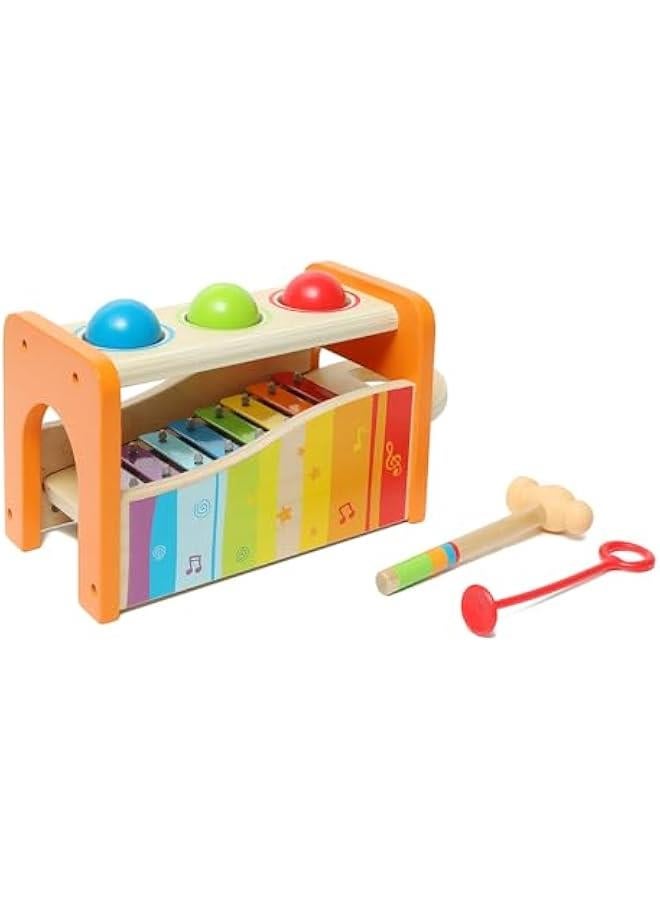 Pound & Tap Bench with Slide Out Xylophone - Award Winning Durable Wooden Musical Pounding Toy for Toddlers  - Image 1