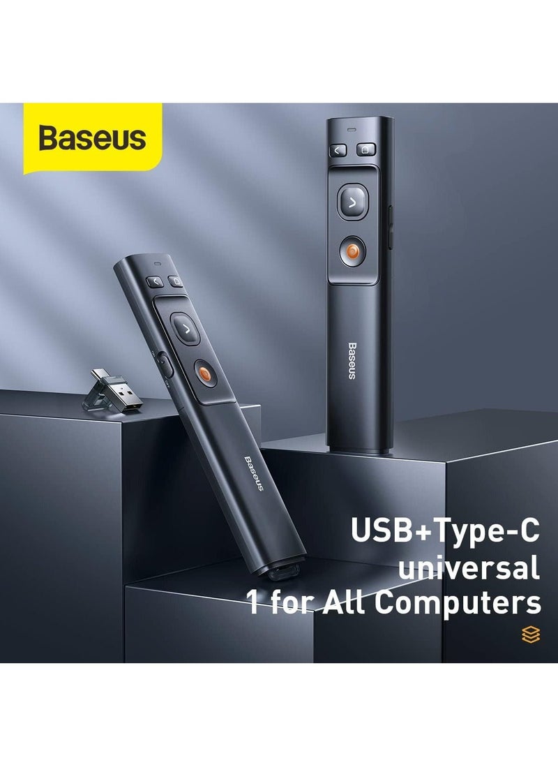 Baseus Baseus Wireless Presenter Pen 2.4Ghz  USB/Type-C Bluetooth ReceiverAdapter Handheld Remote Control Pointer Red Pen PPT Power Point Presentation Pointer  - Image 2