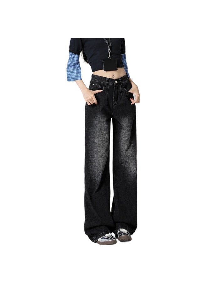 EPTISON New Spring Wide-Leg Jeans For Women, Retro Washed Long Pants, Loose-Fitting Slimming Straight-Leg Jeans For Women - Image 1