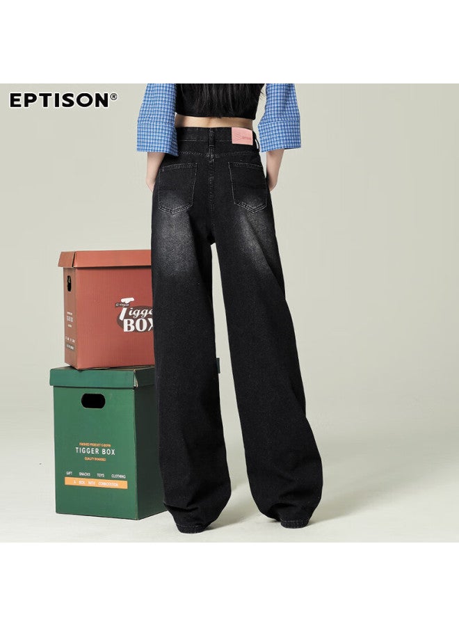 EPTISON Yipintiancheng New Spring Wide-leg Jeans For Women, Retro Washed Long Pants, Loose-fitting Slimming Straight-leg Jeans For Women - Image 3