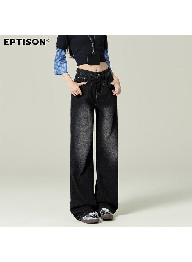 EPTISON Yipintiancheng New Spring Wide-leg Jeans For Women, Retro Washed Long Pants, Loose-fitting Slimming Straight-leg Jeans For Women - Image 1