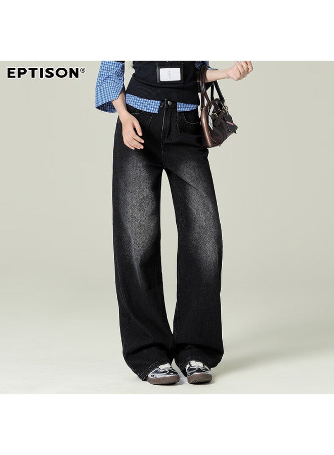 EPTISON Yipintiancheng New Spring Wide-leg Jeans For Women, Retro Washed Long Pants, Loose-fitting Slimming Straight-leg Jeans For Women - Image 4