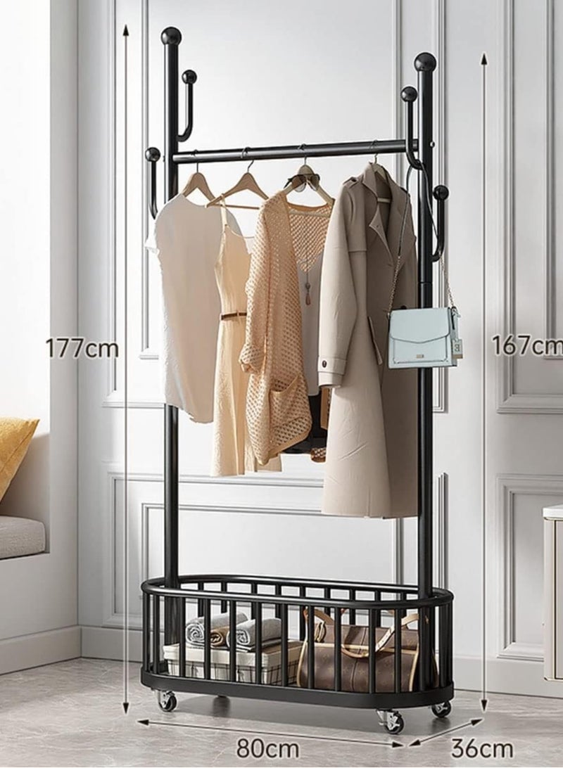 Generic Movable Metal Clothing Rack Multifunctional With Wheels 80 CM  - Image 4