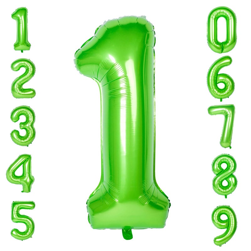 CHANGZHONG 40 Inch Large Green Number 1 Balloon Giant Helium Polyester Film 1th Birthday Girl Boy Self Inflating Digit One For Anniversary Celebration Baby Shower New Year Engagement Party Decoration - Image 3