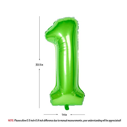 CHANGZHONG 40 Inch Large Green Number 1 Balloon Giant Helium Polyester Film 1th Birthday Girl Boy Self Inflating Digit One For Anniversary Celebration Baby Shower New Year Engagement Party Decoration - Image 5