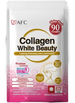 Afc Japan Collagen White Beauty With Marine Collagen Peptide, Glutathione, L-Cystine - 1.5X Better Absorption Than Other Collagen – For Skin Firmness & Whitening– 90 Days Supply  - Image 1