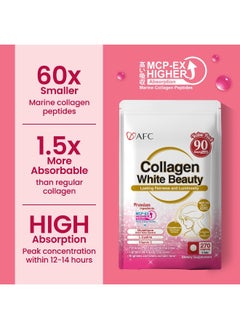Afc Japan Collagen White Beauty With Marine Collagen Peptide, Glutathione, L-Cystine - 1.5X Better Absorption Than Other Collagen – For Skin Firmness & Whitening– 90 Days Supply  - Image 5