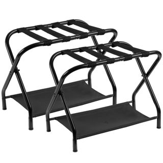Heybly Luggage RackPack of 2Steel Folding Suitcase Stand with Storage Shelf for Bedroom Hotel Foldable Steel Frame Guest Room Bedroom Hotel 262 L x 144 W x 205 H BlackHLR004B2 - pzsku/ZF6351934497EA6087A80Z/45/1749490579/786d784e-2a4d-4c35-955f-288d07a84513