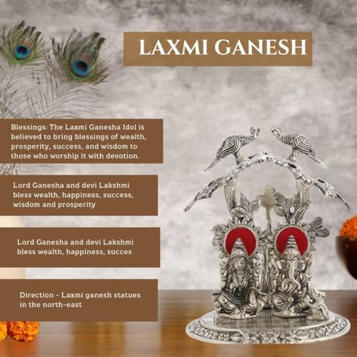 INTERNATIONAL GIFT® Silver Plated Laxmi Ganesh Tree God Idol Statue Oxidized Finish with Beautiful Velvet Box Packing and with Carry Bag (20H x 16W x 14L Centimeters) - Image 3