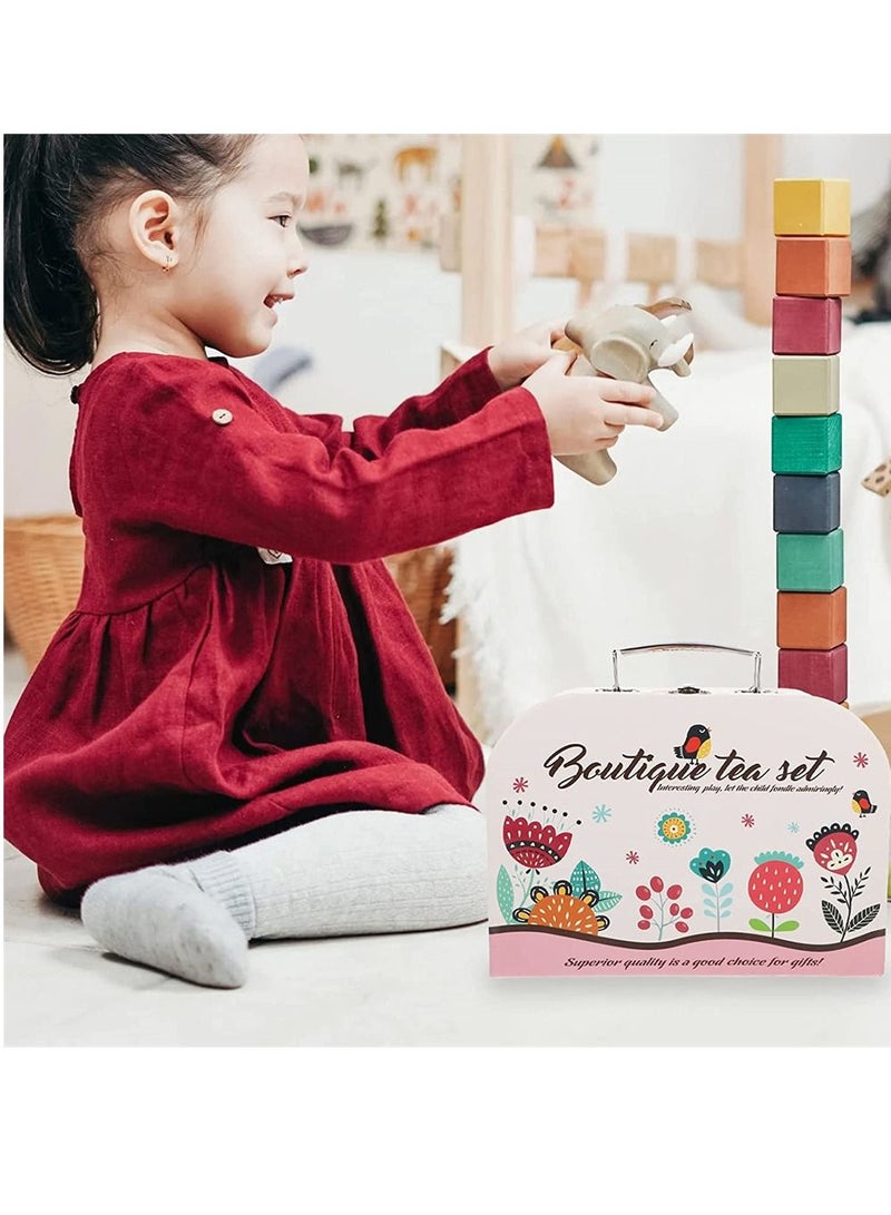 Excefore Tea Set for Little Girls Pink Tin Tea Party Set for Toddlers Afternoon Tea Time Playset with Metal Teapots Tea Cups Play Dishes Princess Toys with Carry Case Kids Kitchen Dress Up Play Tea Set - Image 2