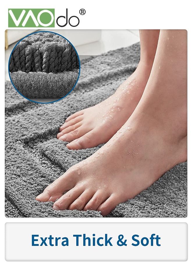 VAOdo Bathroom Rug Mat Extra Soft Absorbent Premium Bath Rug Non-Slip Comfortable Bath Mat Carpet for Tub Shower Bath Room Machine Wash Dry Grey 60*90CM - Image 2