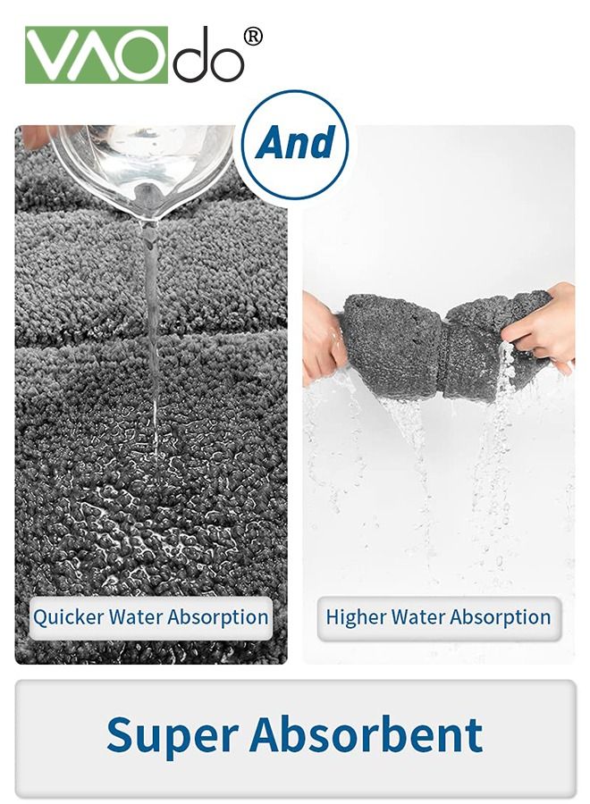 VAOdo Bathroom Rug Mat Extra Soft Absorbent Premium Bath Rug Non-Slip Comfortable Bath Mat Carpet for Tub Shower Bath Room Machine Wash Dry Grey 60*90CM - Image 3