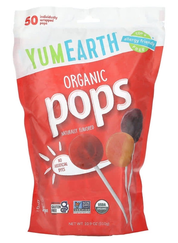 YumEarth Yum Earth, Organic Lollipops, Assorted Flavors, 50 Lollipops, 10.9 oz (310 g) 