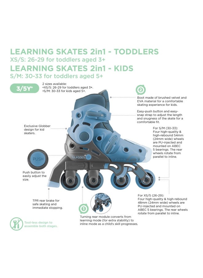 GLOBBER - Learning 2-In-1 Inline Adjustable Skates (Blueberry, S/M) - Image 1