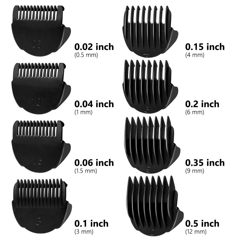 CR8GR8 Hair Clipper Guards Guides 8pcs 0.02inch to 0.5Inch(0.5mm-12mm) Fits For Manspot Body Trimmer,Meridian Ball Trimmer Clipper Guard,8 Pack Black - Image 2