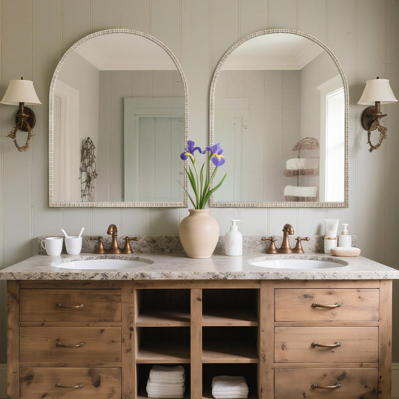 WallBeyond White&Gold Vintage Mirror for Vanity 28x36 Inch, Gold Antique Mirror with Ornate Frame, Arched Vintage for Bathroom, Living Room, Fireplace, Entryway - Image 5