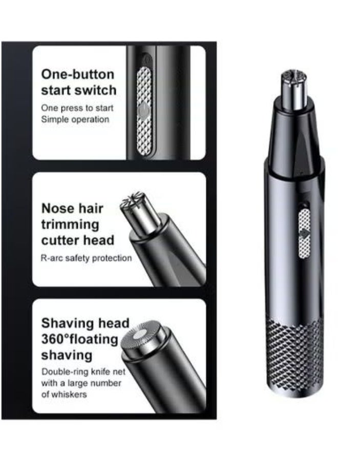 ميون ماكينة تشذيب شعر الأنف الكهربائية المحمولة متعددة الوظائف، ماكينة تشذيب شعر الأنف القابلة لإعادة الشحن عبر USB للجنسين 2 في 1 ماكينة تشذيب شعر الوجه غير مؤلمة مع شاشة LCD باللون الأسود - Image 2