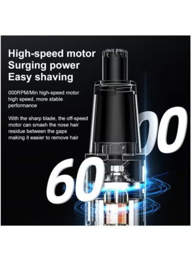 ميون ماكينة تشذيب شعر الأنف الكهربائية المحمولة متعددة الوظائف، ماكينة تشذيب شعر الأنف القابلة لإعادة الشحن عبر USB للجنسين 2 في 1 ماكينة تشذيب شعر الوجه غير مؤلمة مع شاشة LCD باللون الأسود - Image 4