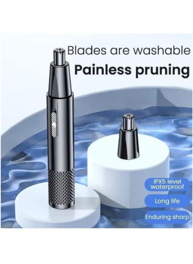 ميون ماكينة تشذيب شعر الأنف الكهربائية المحمولة متعددة الوظائف، ماكينة تشذيب شعر الأنف القابلة لإعادة الشحن عبر USB للجنسين 2 في 1 ماكينة تشذيب شعر الوجه غير مؤلمة مع شاشة LCD باللون الأسود - Image 3