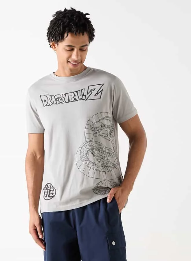 SP Characters Dragon Ball Z Print Crew Neck T-shirt with Short Sleeves