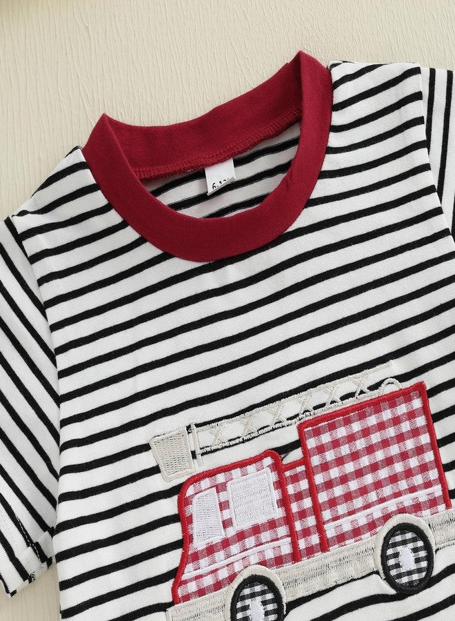 Socutebabe Infant Baby Boy Summer Outfit Fire Truck T Shirt Top Shorts Fire Engine Toddler Outfit Cute Summer Clothes (Fire Truck-Red, 12-18 Months) - Image 5