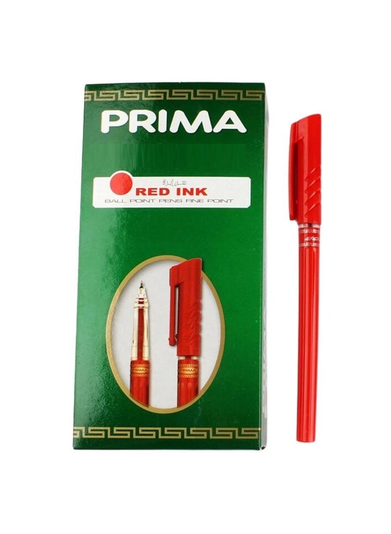 بريما القلم الجاف PRIMA القلم الجاف  قلم جاف عدد القلم المميز 0.7 ملي لون الحبر احمر العلبة : ١٢ قلم