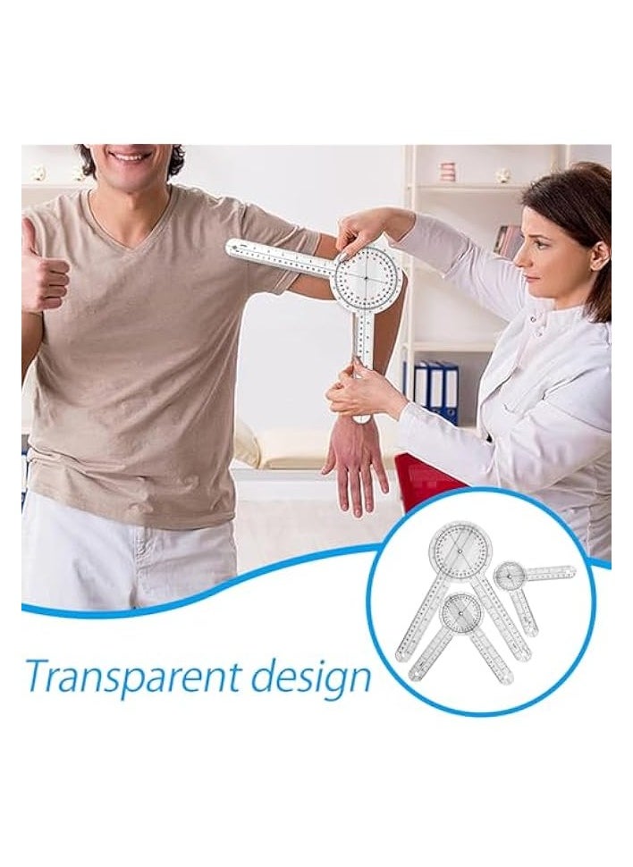 PROMASS 3 Pcs 360° Goniometer Set,Goniometer Transparent,Motion Measurement Angle Ruler, Transparent Orthopedic angle measuring tool for Body Measuring  - Image 3