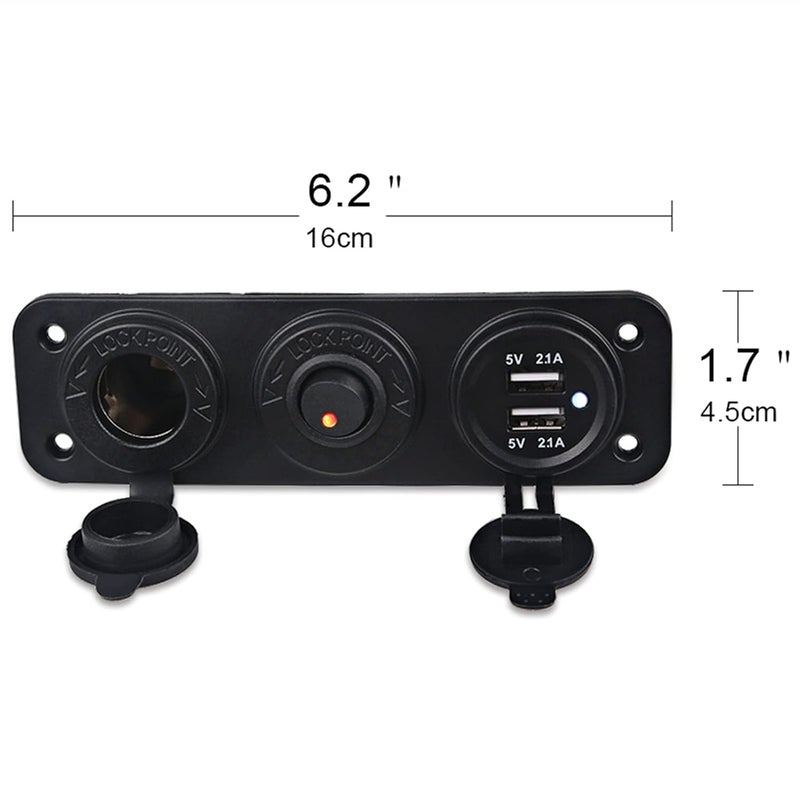 Wivplex 5V 4.2A Car Dual USB Charger with Toggle Switch - Image 2