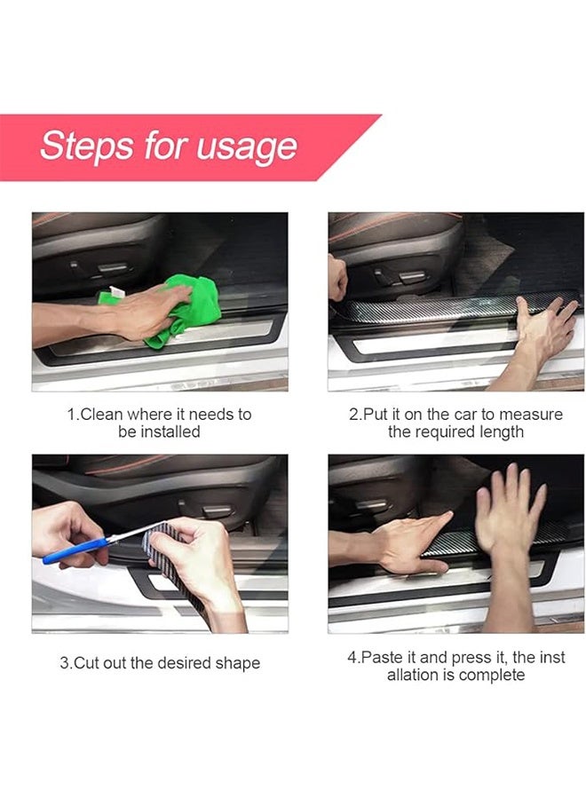 Car Door Edge Guards, Clear Invisible Carbon Fiber Auto Door Sill Protector, Anti-Collision Transparent Adhesive Strip Film, DIY Vehicle Door Trim Tape Accessories for Most Cars - Image 4