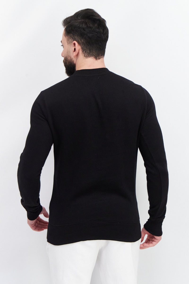 KA-1 Men Crew Neck Brand Logo Long Sleeve Sweatshirts, Black - Image 3