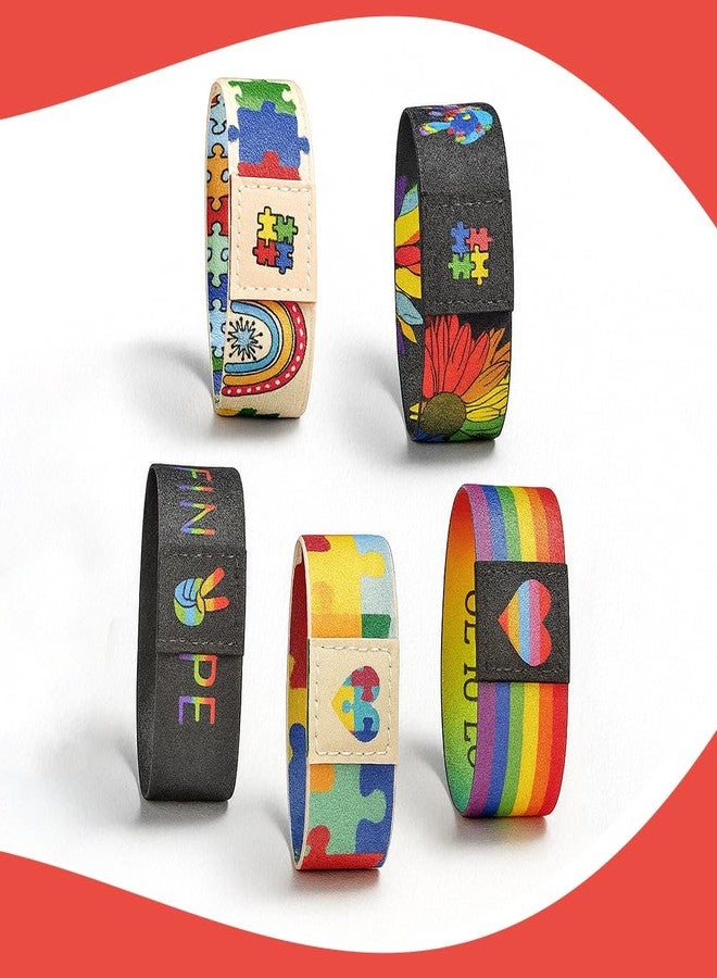 abley's Autism Awareness Fabric Bracelet, Multicoloured, Sensory Support Wristband (Puzzle Band with Heart Patch) - Image 5