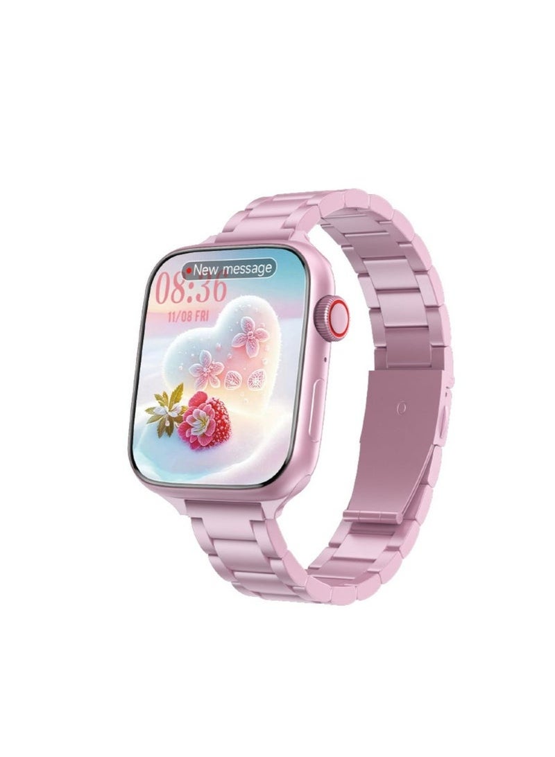 Telzeal TC05 Mini Smartwatch with 38mm HD Display, Includes 3 Pairs of Interchangeable Straps & Strap Lock, Bluetooth Calling, Fitness & Health Tracker, Notifications, Stylish Lightweight Design for Women & Teens – Pink - Image 1