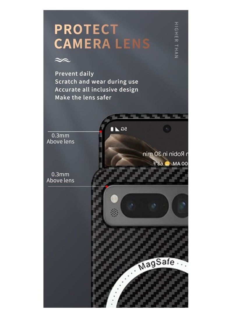 Captaintech SYOSI Magnetic Case for Google Pixel Fold, Aramid Fiber Case Compatible with MagSafe Wireless Charging Anti-Scratch Shockproof Slim & Light Phone Case for Pixel Fold (Black, Silver) - Image 3