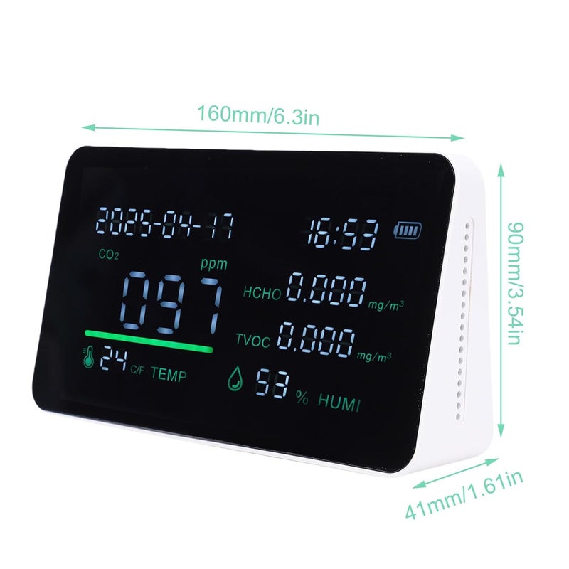 Indoor Air Quality Detector Multifunctional HCHO TVOC Tester Temperature Humidity for Home Office - Image 2