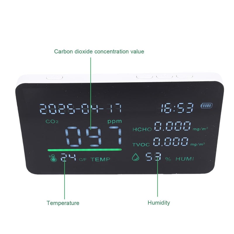 Indoor Air Quality Detector Multifunctional HCHO TVOC Tester Temperature Humidity for Home Office - Image 3