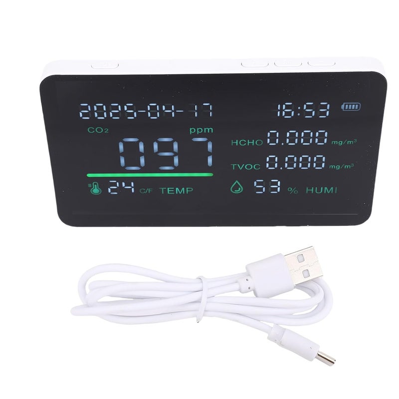 Indoor Air Quality Detector Multifunctional HCHO TVOC Tester Temperature Humidity for Home Office - Image 1