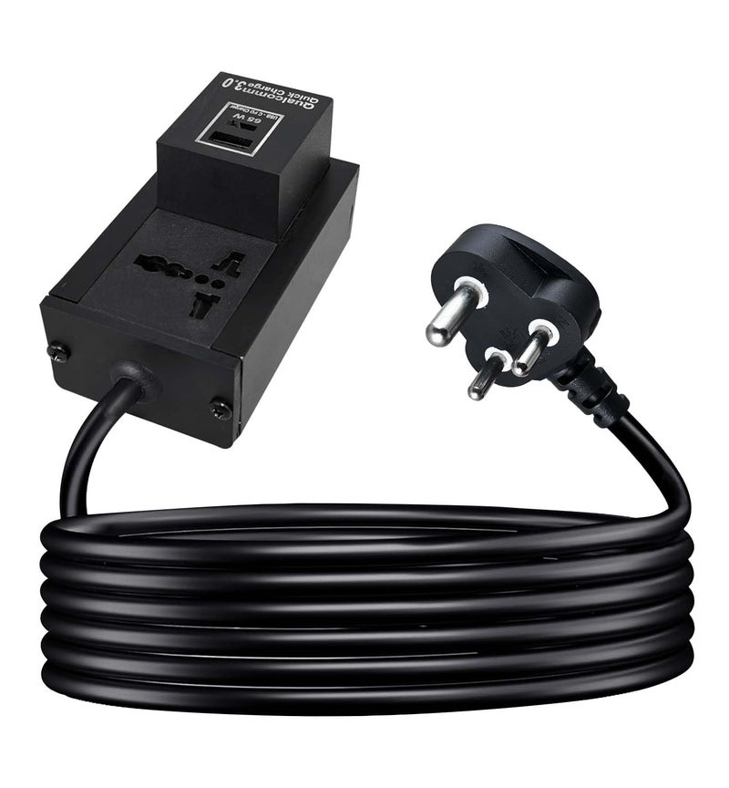 MX Extension Board with USB-C PD 65W & USB-A Port – Universal 3-Pin Socket, 6A to 13A, Flame-Retardant Body, Safety Shutter, 1.5 Meter Heavy-Duty Cable, Power Strip for Home & Office - Image 1