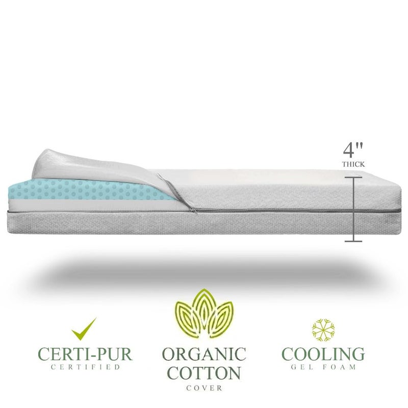 Modera Organic Cotton 2-Sided Crib Mattress | Waterproof Washable Protector w/Ventilated Foam Lining | Light 2-in-1 Baby Mattress w/Firm Support for Infant & Soft CertiPUR Foam for Toddler | 52x27.5x4â€ - Image 2
