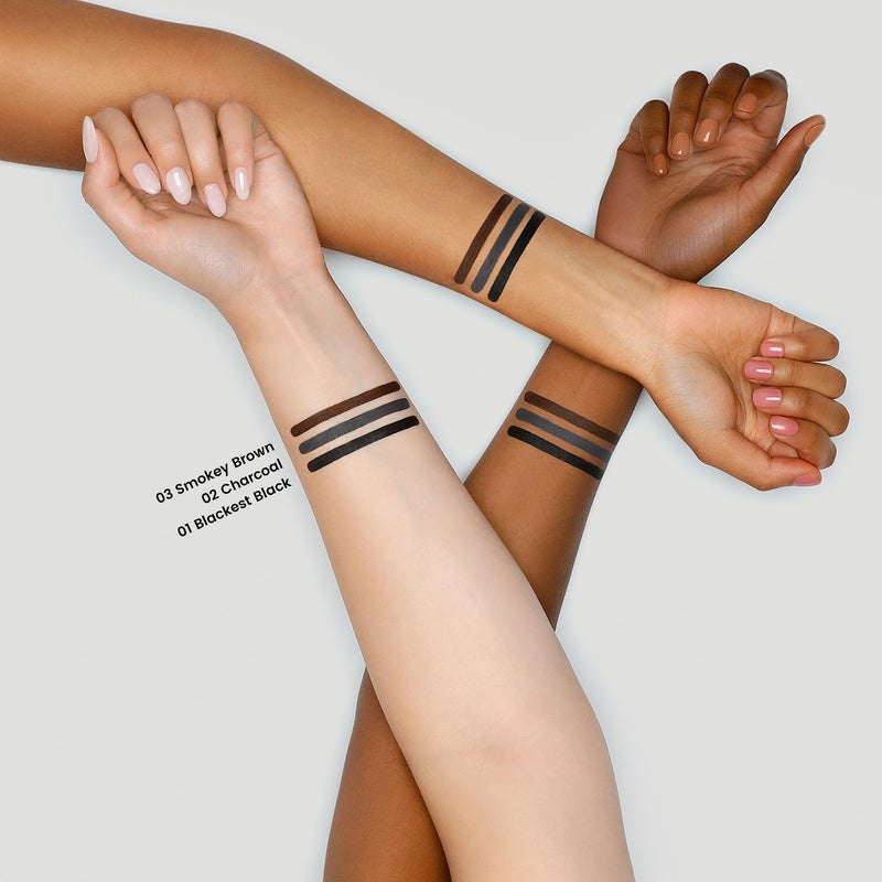 JOAH Beauty LINE UP Kohl Eyeliner, Ultra-Smooth & Highly Pigmented Silky Formula, Argan Oil Infused, Longwear, Transfer-Proof, Waterproof, Built-In Smudger & Sharpener - Charcoal - Image 3