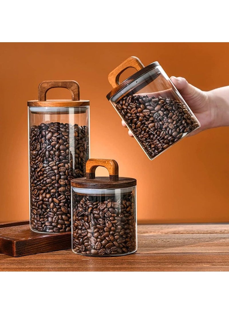 Homesmiths Homesmiths Borosilicate Glass Food Storage Jar with Acacia Wood Airtight Lid & Handle, 800ml, 12cm - Durable, Stylish Kitchen Storage Solution - Image 2