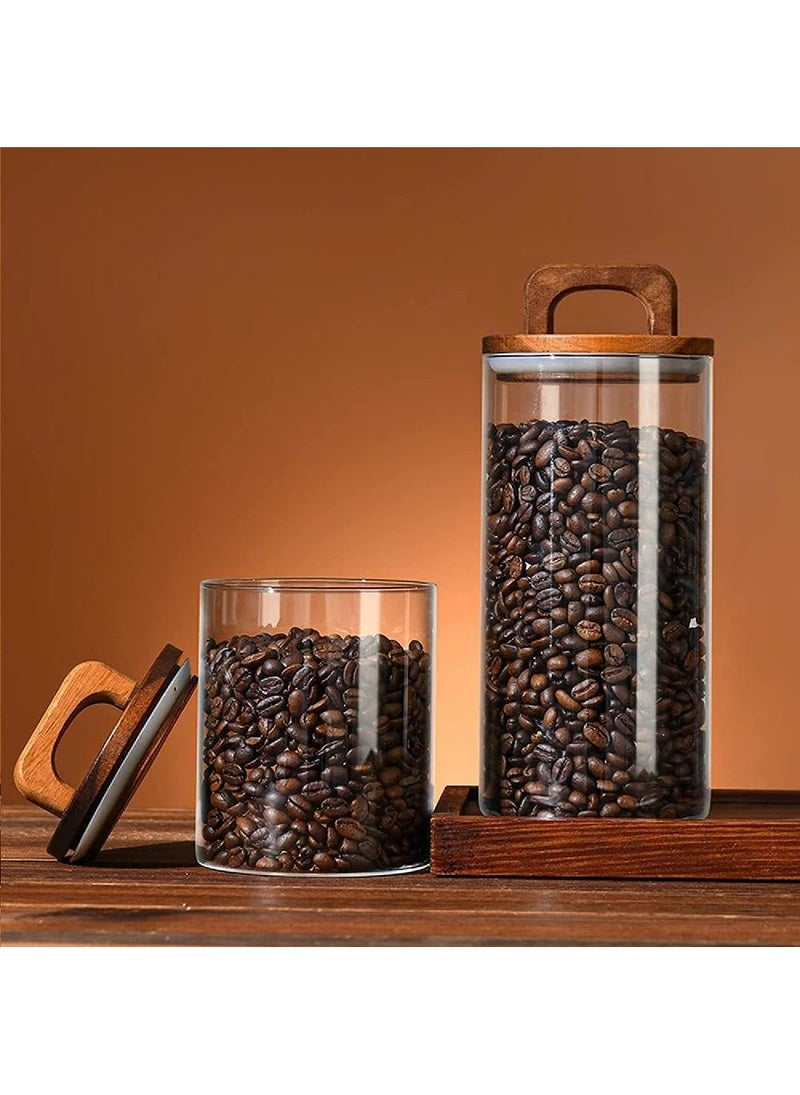 Homesmiths Homesmiths Borosilicate Glass Food Storage Jar with Acacia Wood Airtight Lid & Handle, 800ml, 12cm - Durable, Stylish Kitchen Storage Solution - Image 4
