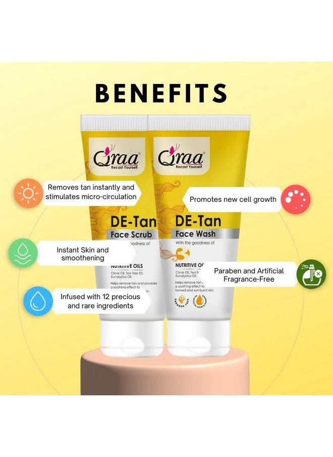 Qraa De Tan Combo Pack | Helps In Tan Removal & Dirt | Improves Pigmentation & Uneven Skin Tone | De Tan Scrub 100Gm & De Tan Face Wash 100Gm | Pack Of 2 (200, 2)  - Image 5