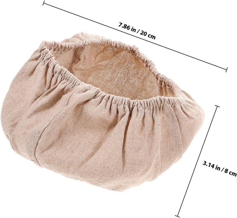2pcs Bread Proofing Basket Cloth Cover Set, Beige Cotton Linen Dough Baking Liner for Sourdough and Artisan Bread, 20x8cm round + 21x15x8cm Oval Proofing Basket Liners for Home - Image 2