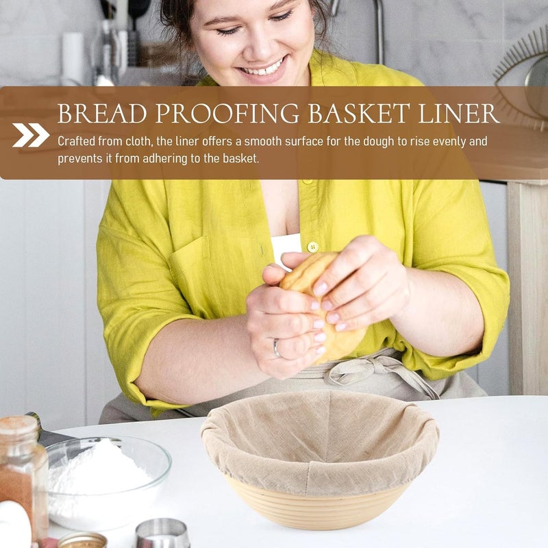2pcs Bread Proofing Basket Cloth Cover Set, Beige Cotton Linen Dough Baking Liner for Sourdough and Artisan Bread, 20x8cm round + 21x15x8cm Oval Proofing Basket Liners for Home - Image 3