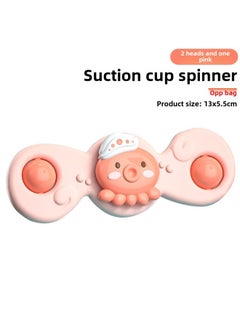Baby Suction Cup Bath Toy Cartoon Finger Spinning Top Toothpaste Bath Toy Baby Shower Gift Idea Non-toxic Eco-friendly-Color:Ocean 2 Head-pink 32g