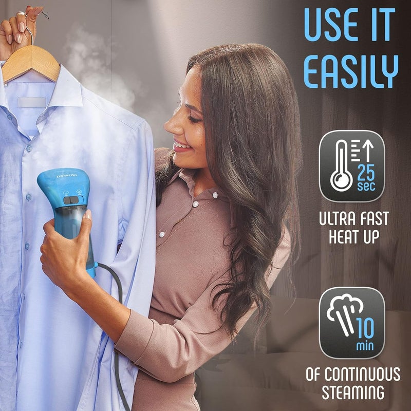 Polardo Portable Travel Garment Steamer for Clothes, Metal Steam Head, 25s Heat Up, Pump System, Mini Size, Handheld Steamer for Any Fabrics, No Water Spitting, 120V - Image 4